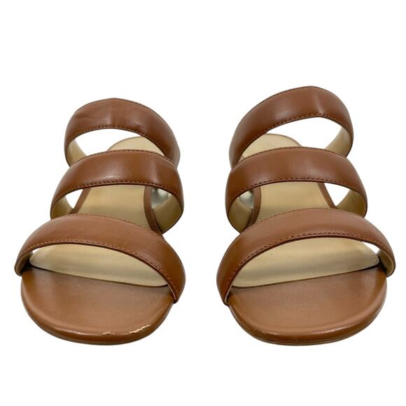 Michael Kors Paloma Flex Mule Sandals Gold Block Heel Brown Size 7M - Picture 3 of 11